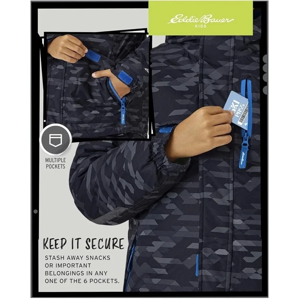 Eddie Bauer Youth 3 in 1 Jacket XL Water Resistant NWT Black Galaxy NWT